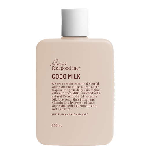 A 200ml beige-colored plastic bottle of We Are Feel Good Inc. Coco Milk
